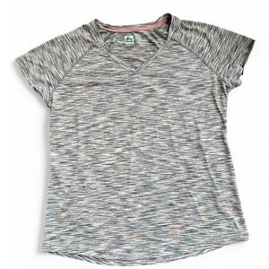 RBX Women’s Performance Striped Pink Athletic Work out Travel Gym TShirt Large